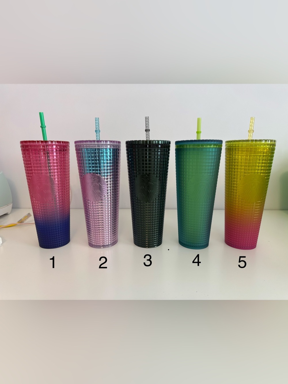 Variety of Starbucks cups